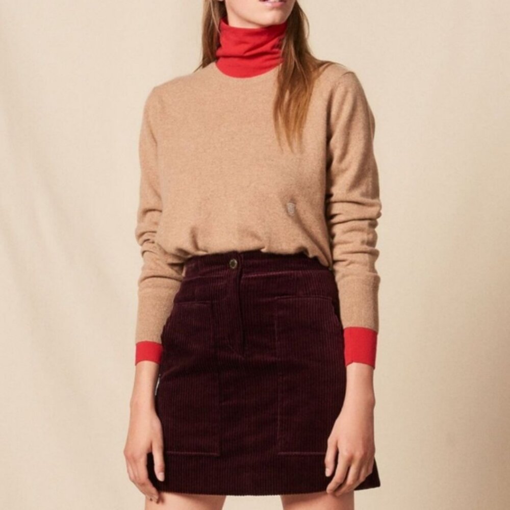 Sandro Corduroy Burgundy Skirt